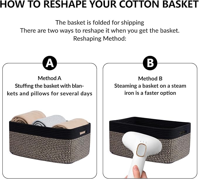 MiniArk Large Storage Baskets for Organizing, Closet Shelf Baskets for Clothes Blanket Towels, Baby Nursery, Toy Bins Box, Woven Rope Baskets, 17 x 13 x 7.5”, 4 Packs Woven Brown