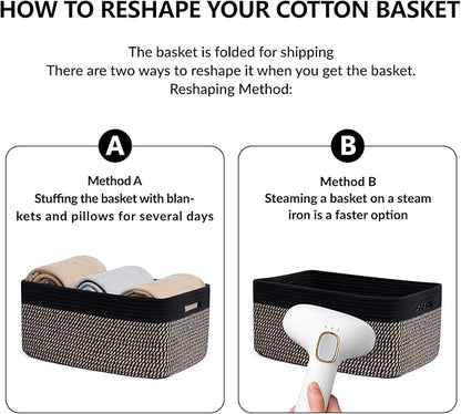 MiniArk Large Storage Baskets for Organizing, Closet Shelf Baskets for Clothes Blanket Towels, Baby Nursery, Toy Bins Box, Woven Rope Baskets, 17 x 13 x 7.5”, 4 Packs Woven Brown