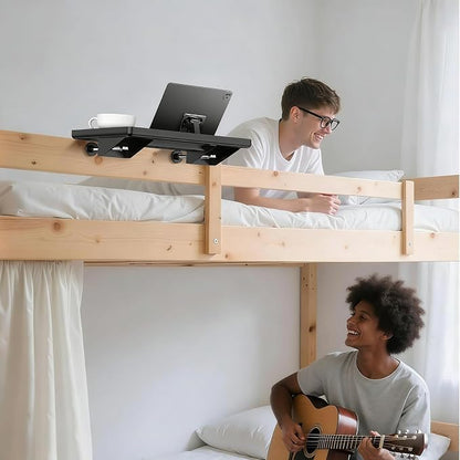 Bedside Shelf for Bunk Beds, Clip On Bed Table with Charging Cable Organizer, Floating Nightstand for Small Spaces, Dorm Room & Kids Room Essentials, Black