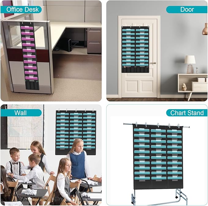 KIKIGOAL 30 Pockets Hanging Wall File Organizer, Heavy Duty Storage Pocket Chart With 30 Name Tag Pockets for File Folder and Paper, Space Saver for Office and Classroom