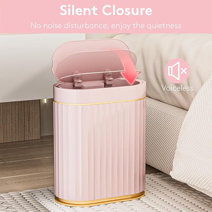ELPHECO Sensor Trash Can 2 Gallon Waterproof Motion Sensor Trash Can, Automatic Bathroom Trash Bin, Slim Garbage Can for Dorm Room(Pink, 2 Gallon)
