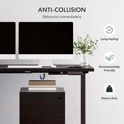 SANODESK L Shaped Electric Standing Desk with Drawer, 63 Inch Ergonomic Adjustable Height Desk with Storage, Corner Desk Sit Stand up Computer Table for Work Office Home, Black