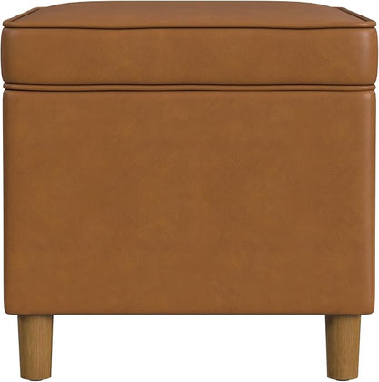 Spatial Order Home Decor | Dinah Collection Modern Storage Ottoman | Ottoman with Storage for Living Room & Bedroom(Carmel Faux Leather)
