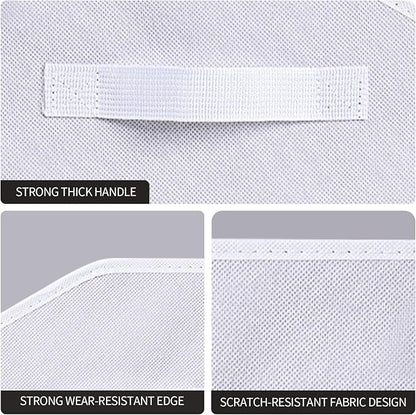 Homsorout Closet Baskets for Shelves - Decorative Storage Baskets with Handle, Trapezoid Closet Bins for Organization, Shelf Storage Bins for Clothes, Books, Home, Office, 8 Pack, White