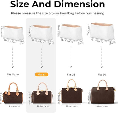Handbag Organizer Insert for LV Speedy 20, Custom Fit Inside Premium Vanile Lightweight Water Resistant Purse Insert Accessories