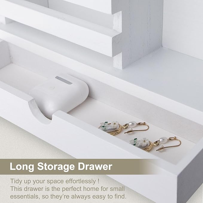 Key Holder Wall Mount, Mail Holder with Storage Drawer and 5 Key Hooks for Coat, Dog Leash, Home Decor Rack, House Accessories, Entry Way Organizer