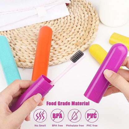 Hooqict 4 Pack Travel Toothbrush Case Portable Travel Toothbrush Holder Plastic Toothbrush Container Protector Cover for Traveling, Camping, Home, School, Business