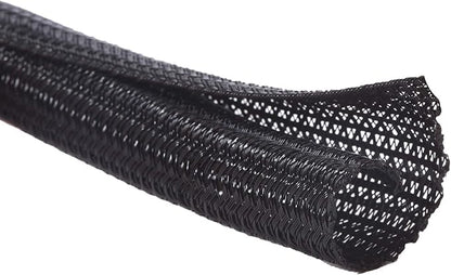 Alex Tech 25ft - 1/4 inch Cord Protector Wire Loom Tubing Cable Sleeve Split Sleeving for USB Cable Power Cord Audio Video Cable – Protect Cat from Chewing Cords - Black