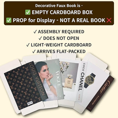 Luxe Large | 4 PCS Faux Decorative Books for Home Decor | Not Real Books (Cardboard Boxes) | Coffee Table, Bookshelf & Shelf Styling Display Props for Living Room, Office