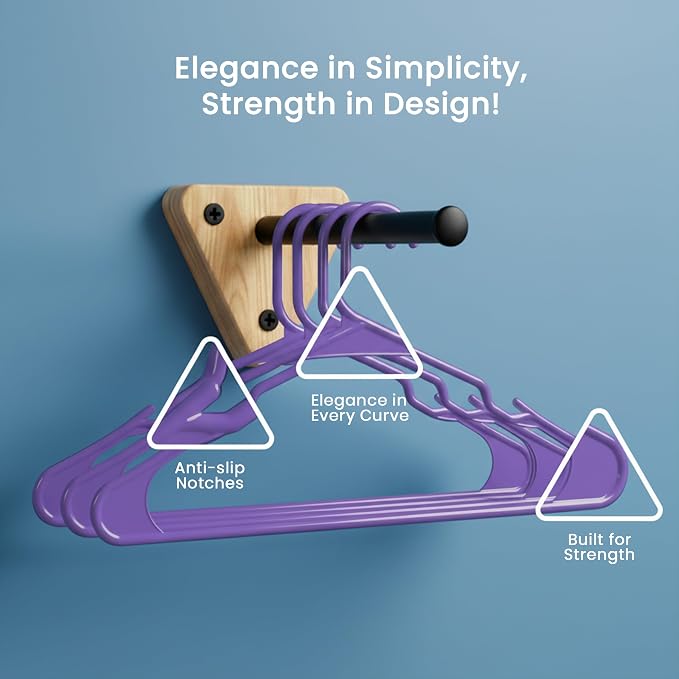 Utopia Home - Plastic Hangers 30 Pack - Space Saving Clothes Hanger - Durable and Strong Closet Organizers and Storage Makes It Ideal Stocking Stuffers or Apartment or Dorm Room Essentials (Purple)