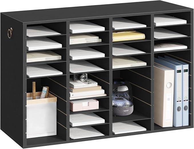 HOOBRO Wooden Literature Organizer, 36-Slot Mail Sorters, Removable Classroom Mailbox, Student Mailboxes for Classroom, Paper Storage Organizer, for Home, Office, Black BK36WF01