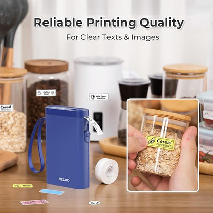 Nelko Label Maker Machine with Tape, P21 Bluetooth Label Printer, Wireless Mini Label Makers with Multiple Templates for School Office Home, Blue