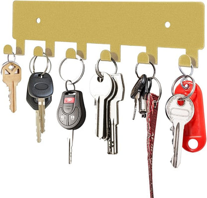 GTK Key Holder for Wall, Key Hooks with 6 Hooks, Wall Mounted Key Holder for Hallway, Self Adhesive Key Rack(Gold)