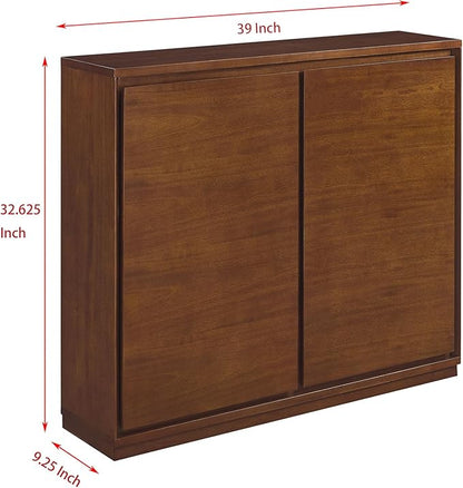 LKTART Mid Century Modern Sideboard Buffet Cabinet, Narrow Credenza Storage Cabinet,Media Console Coffee Bar Table for Living Room,Entryway,Kitchen,Walnut