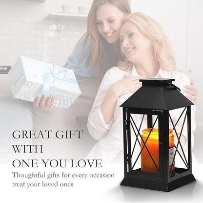 Candle Warmer Lamp with Timer Dimmable,Compatible with 3 Wick Candle/Large Candle,Vintage Lamp Candle Warmer Lantern Farmhouse Style,Fully Enclosed Designed and Hanging Up-Black