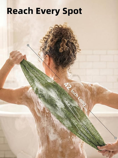 Cleangor 2Pcs African Net Sponge Authentic with Knots - Exfoliating Body | Scrubber for All Skin Types, African Bath Sponge, Wash Cloth, Gentle Exfoliation Shower Rag for Women Daily Use