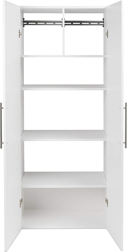 Prepac HangUps 30" Large Garage Cabinet, Bathroom Cabinet Wall Mount, Ideal for Garage, Kitchen and Laundry Organization 30" W x 72" H x 16" D, White