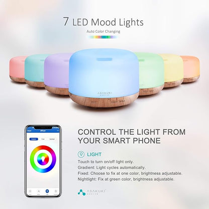 ASAKUKI Smart Wi-Fi Essential Oil Diffuser, App and Voice Control Compatible with Alexa, 500ml Aromatherapy Humidifier for Relaxing Atmosphere in Home Office Bedroom (Light Brown)