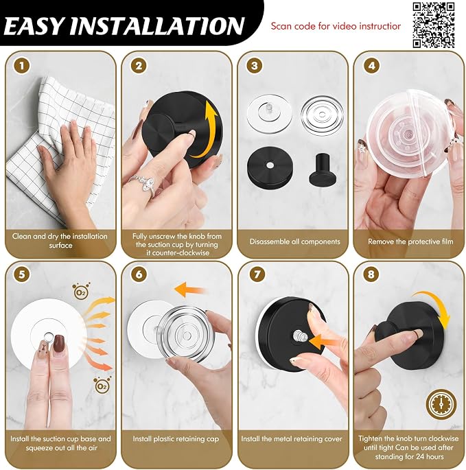 MOTAIPEAK Suction Cup Hooks for Shower,Removable Shower Towel Suction Hooks for Bathroom Wall,Kitchen,Glass,Mirror,Tile to Hang Robes,Loofah-Black(2-Pack)