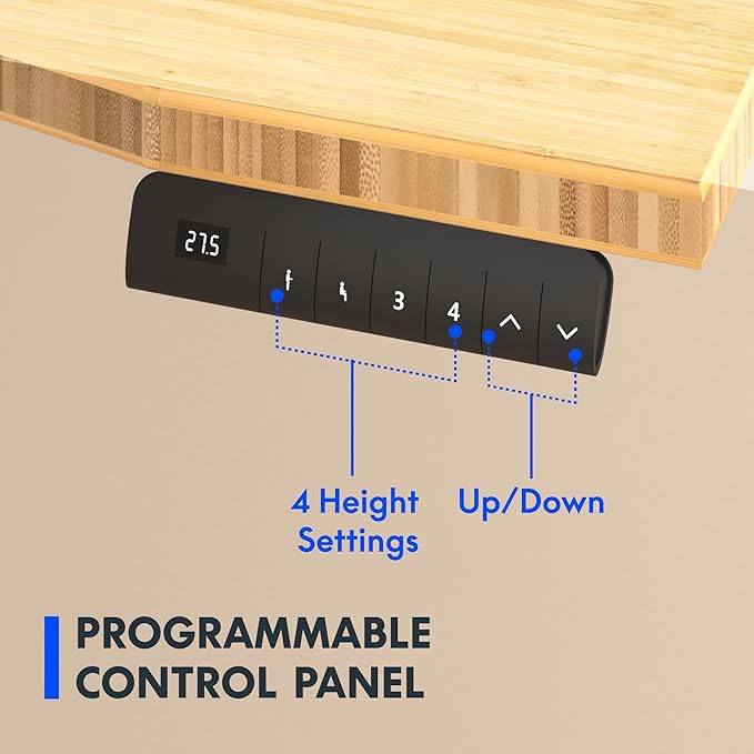 FLEXISPOT E3 Bamboo Dual Motor 60 x 30 Electric Standing Desk Sit Stand Up Desk, Holds 220 lbs, Adjustable Height w/ Memory Presets, Solid Bamboo Curved Desktop & Black Frame, Ships in 2 Boxes