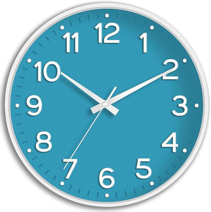 Roymnie Wall Clock, 10 Inch Silent Wall Clocks Battery Operated-Modern Non Ticking Analog Clock Decorative for Kitchen Bedroom Office Bathroom(Blue)