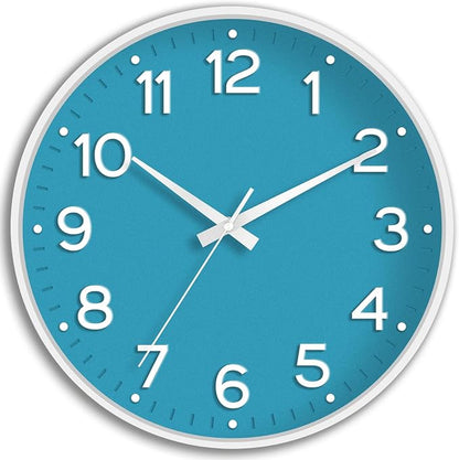 Roymnie Wall Clock, Silent Wall Clocks Battery Operated 8 Inch-Modern Non Ticking Analog Clock Decorative for Kitchen Office Bathroom Bedroom(Blue)