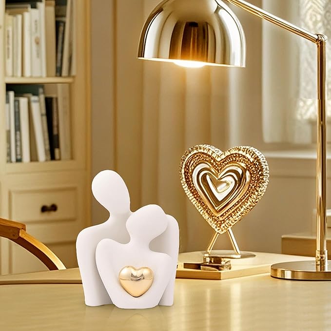 Home Decor for Couples, Mini Couple Ceramic Statue Tv Stand Decor, Bedroom Decor Love Statue Couple Knick Knacks Unique Decoration- Gifts for Her Romantic Gifts(White, 4.72in)