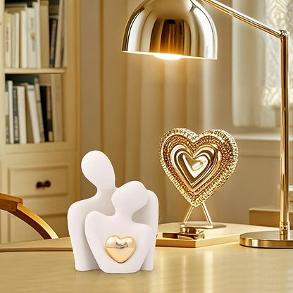 Home Decor for Couples, Mini Couple Ceramic Statue Tv Stand Decor, Bedroom Decor Love Statue Couple Knick Knacks Unique Decoration- Gifts for Her Romantic Gifts(White, 3.15in)