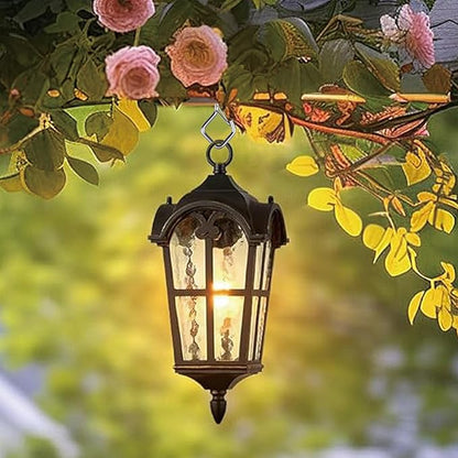25 Pack Outdoor String Light Hooks with Safety Buckle, 2.16 Inch 304 Stainless Steel Screw Hooks for Hanging Lights, Wind Chimes and Lanterns, Ceiling Hooks for Indoor and Outdoor Use
