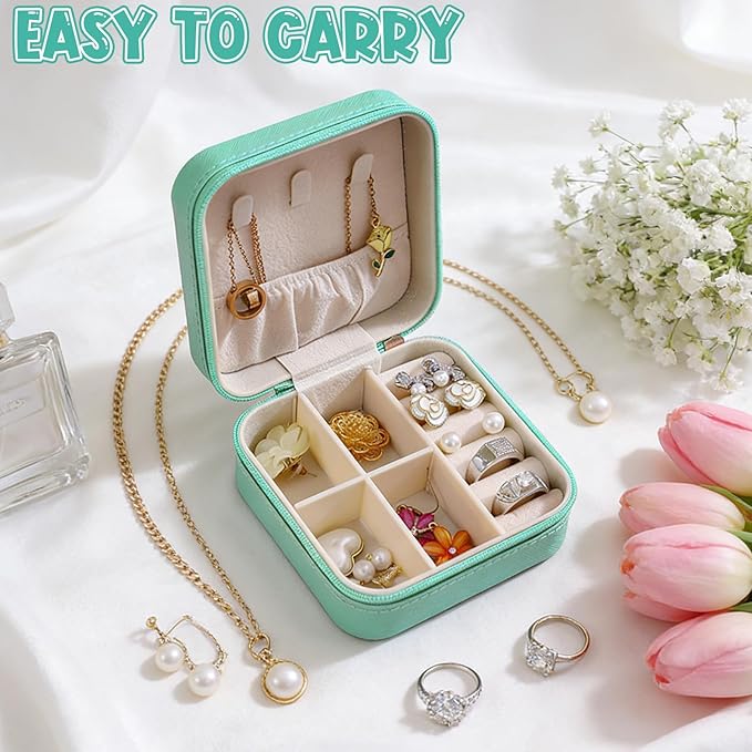 In My Showgirl Era Jewelry Box for Women - Storage Case Dresser Top Jewelry Organizer with Zipper, Printed PU Leather Earring & Ring Box, Portable Gift for Her