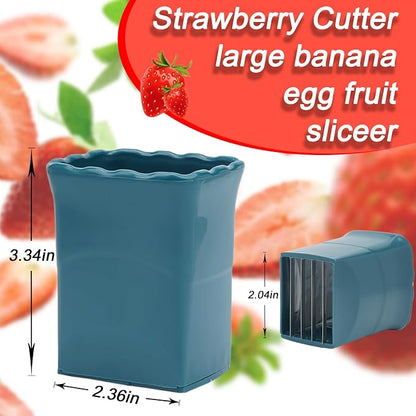 TULOBI 2 PCS Cup Slicer, Stainless Steel Egg Stainless, Strawberry Slicer, Mini Fruit Slicer Cup, Quickly Making Fruit Vegetable Salad, Creative Convenient Kitchen Gadget (Yellow + Cyan)