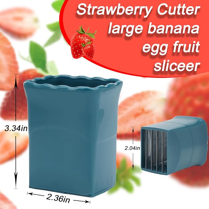 TULOBI 3 PCS Cup Slicer, Stainless Steel Egg Stainless, Strawberry Slicer, Mini Fruit Slicer Cup, Quickly Making Fruit Vegetable Salad, Creative Convenient Kitchen Gadget (Navy Blue + Pink + Cyan)