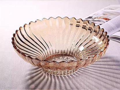 Glass Fruit Bowl or Decorative Bowl, used for Kitchen counter or living room center table decoration, 12.5 inch Fruit Bowl or Center Bowl (Amber)