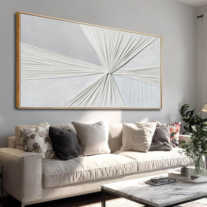 LEVERUP Canvas Wall Art - Abstract Pictures for Dining Room - White Wall Decor 24 x 48 Inches - Modern Art Wall Decor for Bedroom Kitchen Living Room Office