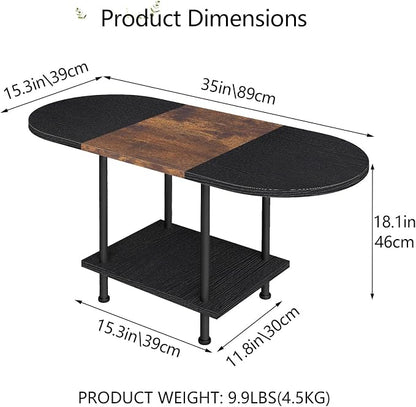 Coffee Tables, Modern Center Table with Storage Shelf, 2-Tier Table for Living Room, Modern Two-Tone Design (Mixed Black)