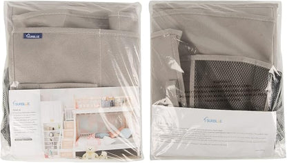 Surblue Bedside Caddy Hanging Bed Organizer Storage Bag Pocket for Bunk and Hospital Beds, College Dorm Rooms Baby Bed Rails,Camp (8 Pockets),Gray