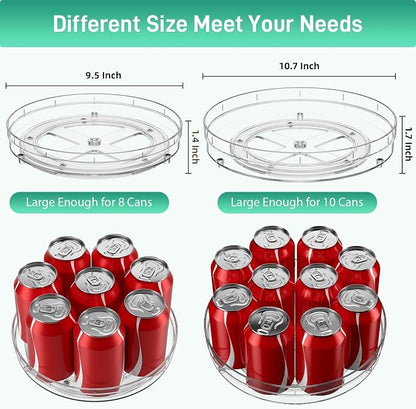 Optish 2 Pack Lazy Susan Organizer, 9.5" 10.7" Lazy Susan Turntable for Cabinet, Spice Organization for Cabinet, Refrigerator, Pantry, Closet, Countertop, Non-Skid Turntable Organizer, Clear