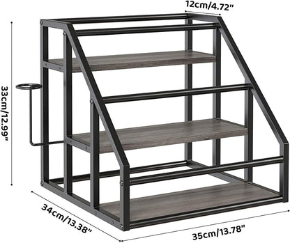 Coffee Syrup Rack Organizer, 3 Tier Countertop Storage Shelves, Kitchen Storage, 12 Syrup Bottle Stand Holder for Wine, Liquor, Kitchen Coffee Station Organizer Rack, 13.8"x13.4"x13.0", Grey