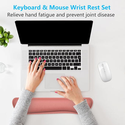 Dapesuom Enlarge Keyboard Wrist Rest, Memory Foam Keyboard Wrist Cushion for Computer Desk Mats Support, Typing Pain Relief Ergonomic Mouse Pad Rests with Non-Slip Base for Gaming, Laptop, Indian Red