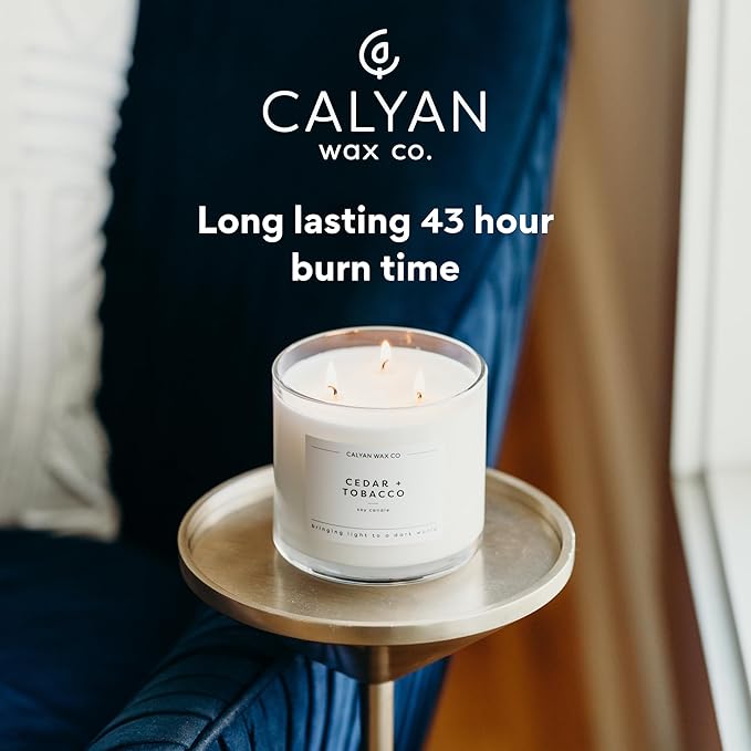 Calyan Wax Co. Apples & Maple Bourbon 3 Wick Scented Candle - 43 Hour Burn - Luxury 3 Wick Soy Candles - Non Toxic Soy Wax Candles - Long Lasting Large Glass Jar Candle for Home - 14.9oz