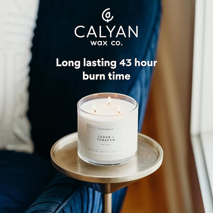 Calyan Wax Co. Aspen & Fog 3 Wick Scented Candle - 43 Hour Burn - Luxury 3 Wick Soy Candles - Non Toxic Soy Wax Candles - Long Lasting Large Glass Jar Candle for Home - 14.9oz