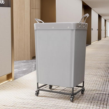 Lifewit 165L Laundry Basket with Wheels, Large Heavy Duty Commercial Rolling Laundry Hamper with Handles, Tall Steel Frame Laundry Cart for Laundry Room Bedroom Hotel Home Dorm, Sliver Gray