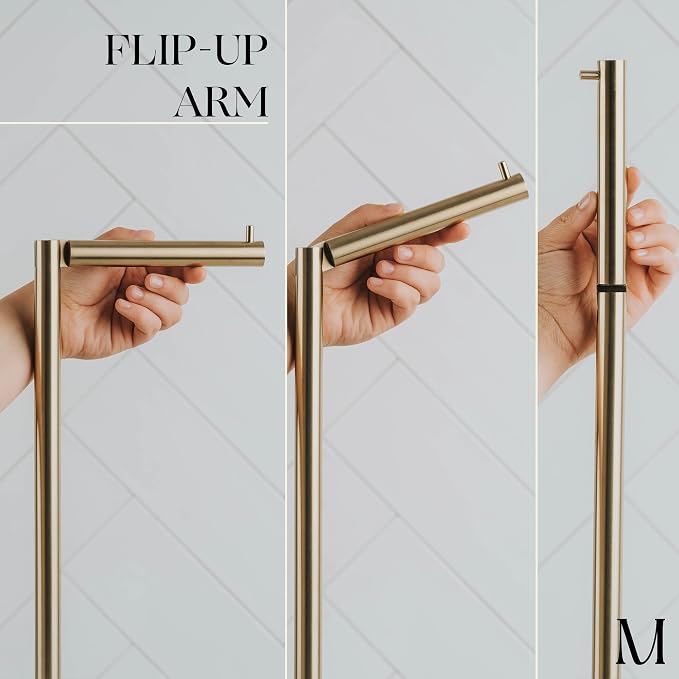 MARMOLUX ACC Free Standing Gold Toilet Paper Holder Stand White Marble Base and Storage | 4 Jumbo Roll Bathroom Hardware Toilet Tissue Organizer | Stainless Steel Bathroom Decor Accessory