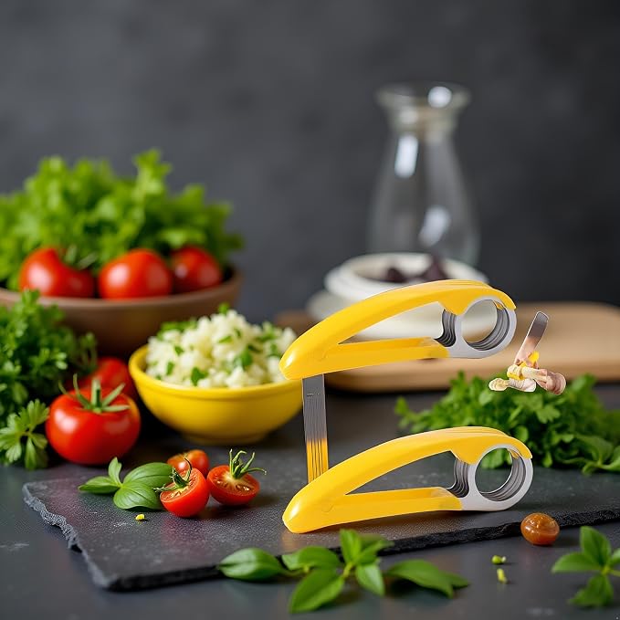 2Pcs Yellow Food Manual Slicer, Stainless Steel Food Slicer, Banana Strawberry Cucumber Carrot Egg Vegetable Fruit Multifunctional Slicer, Handheld Portable Small Food Slicer Mandolines and Slicers