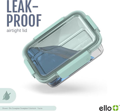 Ello Color Lock Glass Meal Prep Sets Leak-Proof Glass Food Storage Containers with Airtight BPA-Free Plastic Lids, Dishwasher, Microwave, and Freezer Safe