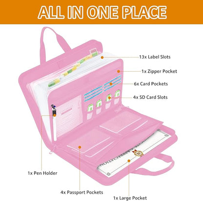 onvvippiv File Organizer Fireproof Expanding Accordion File Folder with Zipper Labels13 Pockets Document Organizer Holder Storage Box Bag for Business Office Receipt Home Travel