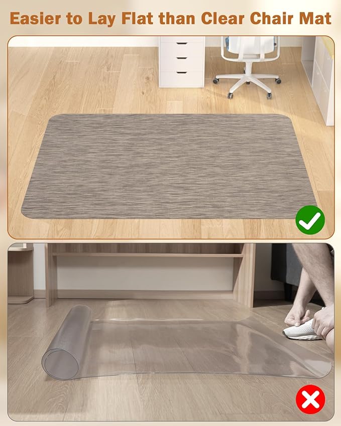 Blvornl Office Chair Mat for Hardwood Floor, 47.2"*60" Desk Computer Chair Mat for Hard Wood, Large Anti-Slip Hard Floor Protector Rolling Chair Mat, PVC Mat Desk Rug for Office and Home Dark Brown