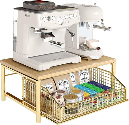 Funecy Coffee Pod Drawer Holder,Coffee Machine Storage Rack,Home Kitchen Counter Coffee Bar Organizer,Storage Basket Drawer (Gold)