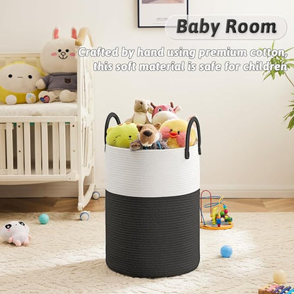 Artfeel Laundry Basket,Woven Cotton Rope Laundry Hamper,80L for Decorative Storage of Dirty Clothes,Toys and Blankets in Bathroom,Baby Room and Living Room
