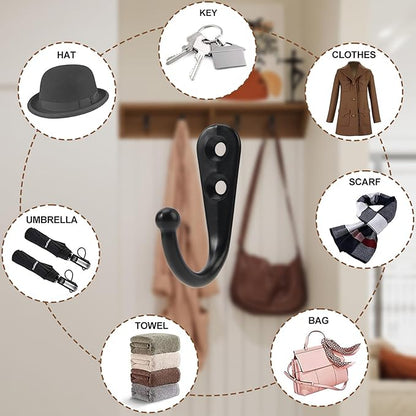 POZEAN 20 Pack Wall Hooks for Hanging, Small Coat Hooks Wall Mounted for Living Room, Bathroom, Kitchen, Bedroom for Key, Cup, Bag, Hat, Scarf, and More (Black)